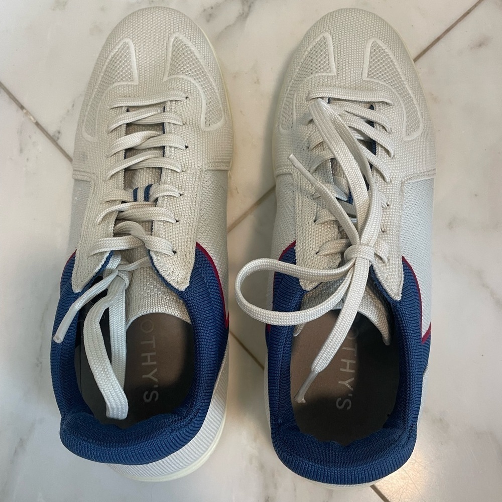 Rothy’s, men’s 10, RS01 off-white blue knit trainer zero drop removable insoles - Picture 9 of 15